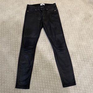 Black Paige wax denim vertigo ultra skinny
